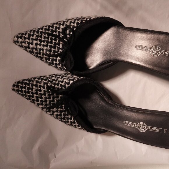 Vintage Premier Collection Houndstooth Heeled Mules, Size 6.5, Made in Paris - Picture 6 of 12